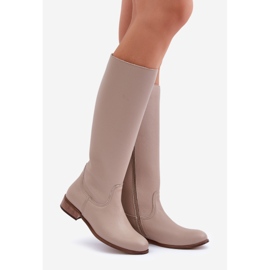 Zazoo 3616 Botas Mujer Piel Cremallera, Beige Claro 1