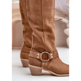 Botas De Ante Con Tacón Bajo Y Por Encima De La Rodilla Zazoo 3444/O Camel marrón 8
