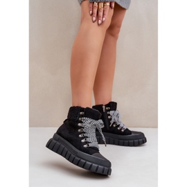 Botines Trapper aislados con plataforma para mujer, negro 2