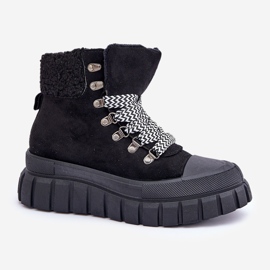 Botines Trapper aislados con plataforma para mujer, negro 4