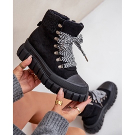 Botines Trapper aislados con plataforma para mujer, negro 9