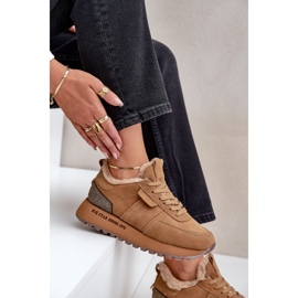 Zapatillas De Mujer De Ante Con Pelo Y Elemento Brillante Big Star OO274578 Hi-Poly System Camel marrón 9