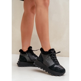 Zapatillas Trapper De Mujer De Piel Con Piel En La Plataforma Big Star OO274A329 Negro 6