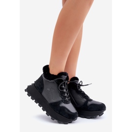 Zapatillas Trapper De Mujer De Piel Con Piel En La Plataforma Big Star OO274A329 Negro 1