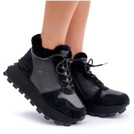 Zapatillas Trapper De Mujer De Piel Con Piel En La Plataforma Big Star OO274A329 Negro 11