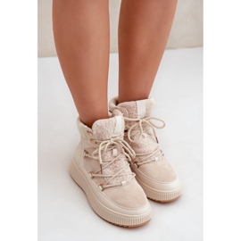 Botas de nieve bajas con plataforma para mujer, beige claro 7
