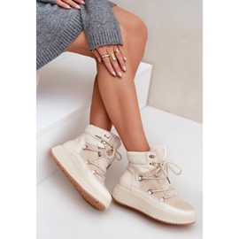 Botas de nieve bajas con plataforma para mujer, beige claro 10