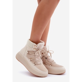 Botas de nieve bajas con plataforma para mujer, beige claro 1