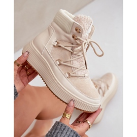 Botas de nieve bajas con plataforma para mujer, beige claro 2
