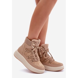 Botas de nieve de plataforma baja marrones beige 1 Botas de nieve de plataforma baja marrones beige 1
