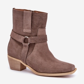 Zazoo 3444/2 Botas de Tacón Marrón Fabricadas en Ante Natural 4