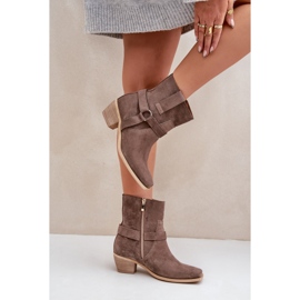 Zazoo 3444/2 Botas de Tacón Marrón Fabricadas en Ante Natural 6