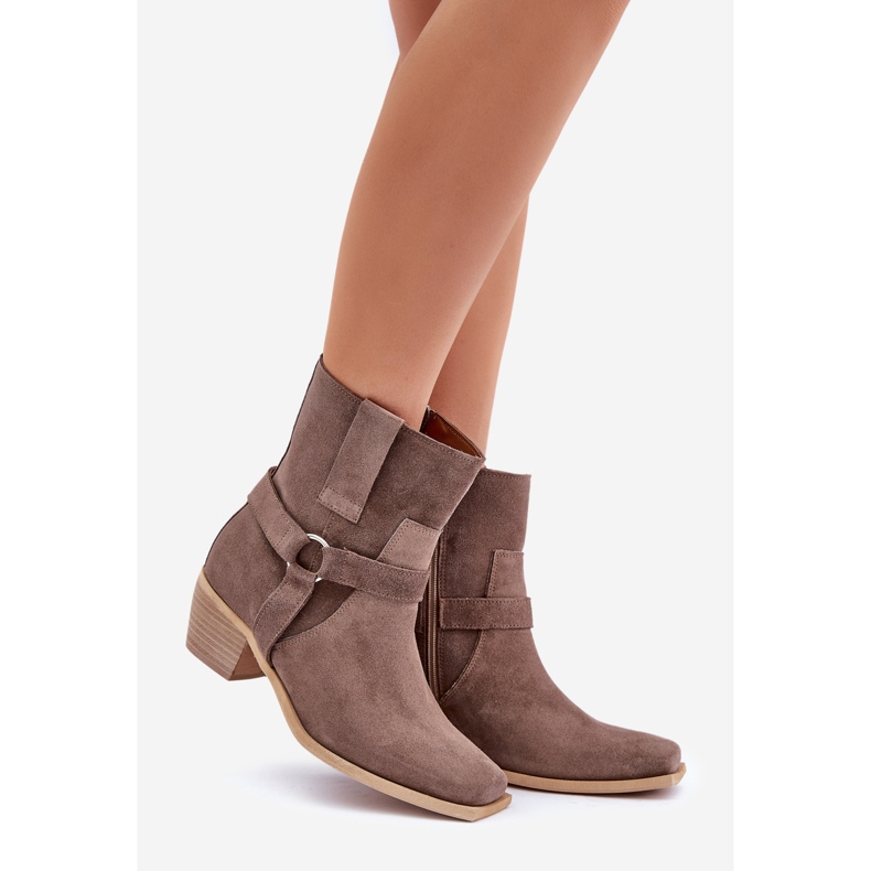 Zazoo 3444/2 Botas de Tacón Marrón Fabricadas en Ante Natural 1