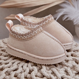 Botas de nieve para niños con plataforma, forradas de pelo, beige claro 5