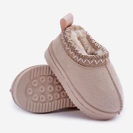 Botas de nieve para niños con plataforma, forradas de pelo, beige claro 4