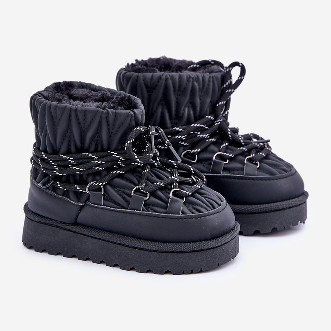 Botas de nieve para niños con aislamiento de pelo grueso, color negro 1 Botas de nieve para niños con aislamiento de pelo grueso, color negro 1