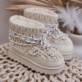 Botas de nieve para niños aisladas con pelo grueso, beige claro 5