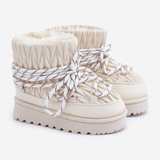 Botas de nieve para niños aisladas con pelo grueso, beige claro 1
