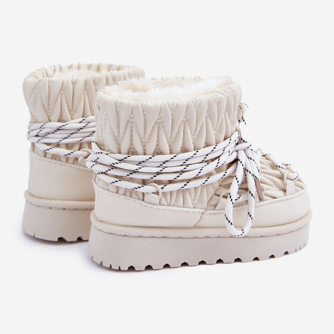 Botas de nieve para niños aisladas con pelo grueso, beige claro 2
