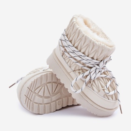 Botas de nieve para niños aisladas con pelo grueso, beige claro 3