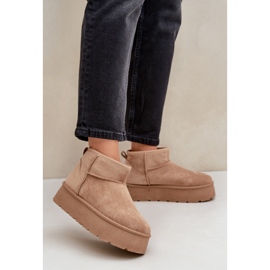 Botas de nieve aislantes con plataforma para mujer, beige oscuro 2 Botas de nieve aislantes con plataforma para mujer, beige oscuro 2