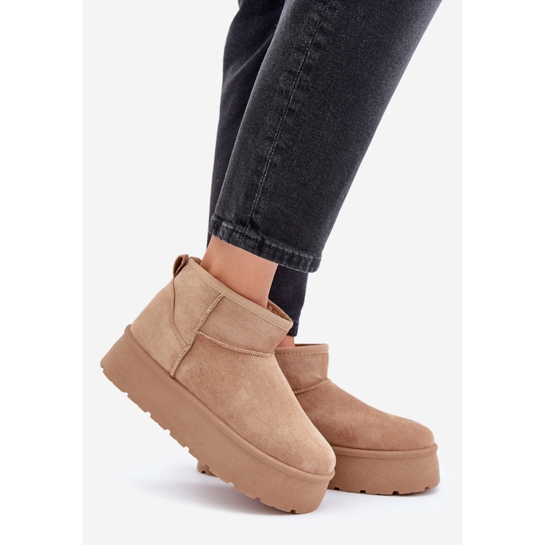 Botas de nieve aislantes con plataforma para mujer, beige oscuro 1 Botas de nieve aislantes con plataforma para mujer, beige oscuro 1