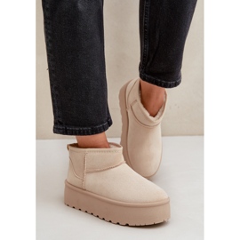 Botas de nieve aisladas con plataforma para mujer, beige claro 4
