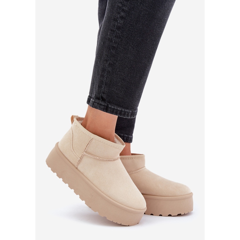 Botas de nieve aisladas con plataforma para mujer, beige claro 1 Botas de nieve aisladas con plataforma para mujer, beige claro 1