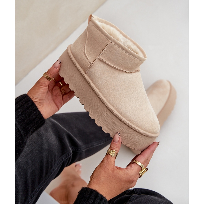 Botas de nieve aisladas con plataforma para mujer, beige claro 2 Botas de nieve aisladas con plataforma para mujer, beige claro 2