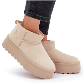 Botas de nieve aisladas con plataforma para mujer, beige claro 11