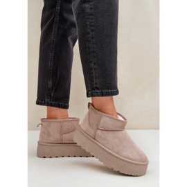 Botas de nieve aisladas para mujer con plataforma beige 3
