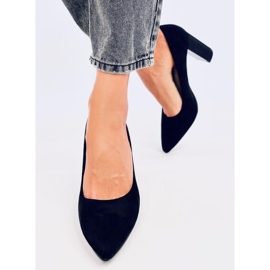 Zapatos de tacón confeccionados en ante ecológico, negro 1