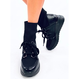 Botines de cuña con parte superior elástica, negro 2