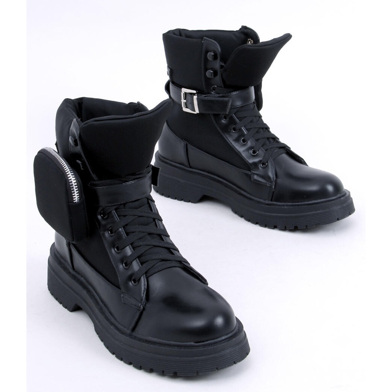 Botas militares con bolsillo desmontable, negro 1 Botas militares con bolsillo desmontable, negro 1