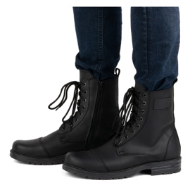 Zapatos polacos de piel de caña alta para hombre 2118/2 POLBUT negro 2