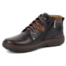 Kampol Zapatos de invierno de piel con aislamiento para hombre 108/K marrón 1