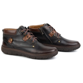 Kampol Zapatos de invierno de piel con aislamiento para hombre 108/K marrón 2
