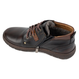 Kampol Zapatos de invierno de piel con aislamiento para hombre 108/K marrón 8
