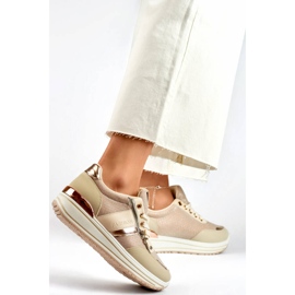 Calzado deportivo mujer, deportivas beige con purpurina 9053-SP-BE 4