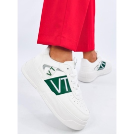 Zapatillas deportivas con plataforma para mujer, blancas y verdes. blanco 4