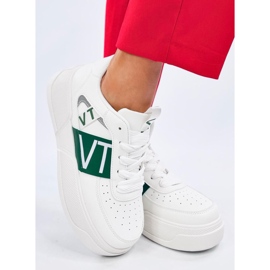 Zapatillas deportivas con plataforma para mujer, blancas y verdes. blanco 2 Zapatillas deportivas con plataforma para mujer, blancas y verdes. blanco 2