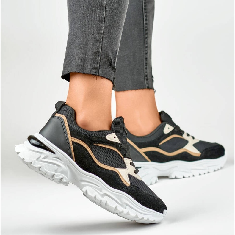 Zapatillas deportivas de mujer con suela gruesa, negro 9062-B 1