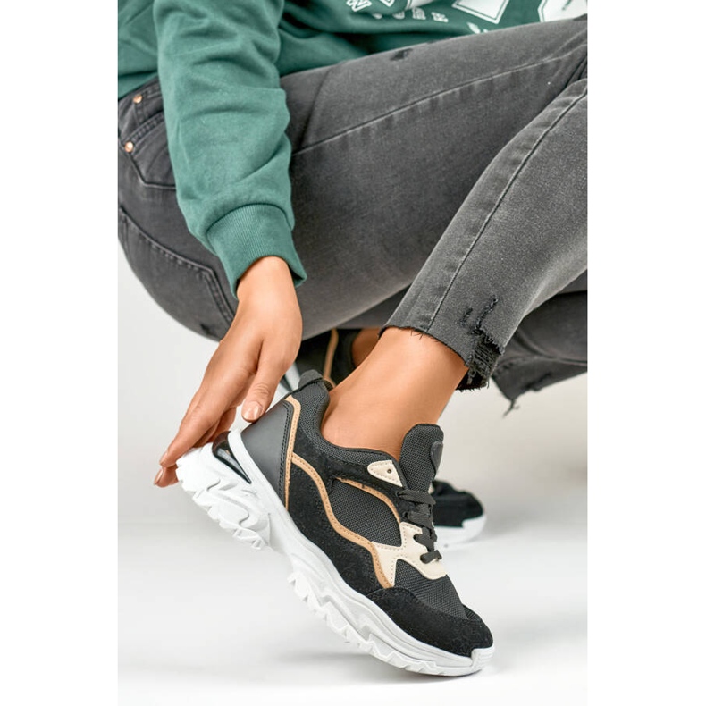 Zapatillas deportivas de mujer con suela gruesa, negro 9062-B 2