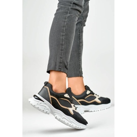 Zapatillas deportivas de mujer con suela gruesa, negro 9062-B 4