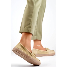 Mocasines de mujer de piel con lazo, beige Goodin GD-SW4005BE 2