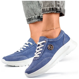 Zapatos plataforma jeans mujer piel azul GD-XF-108BL 6