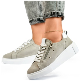Goodin Deportivas mujer piel con plataforma, gris GD-LX1001G 4