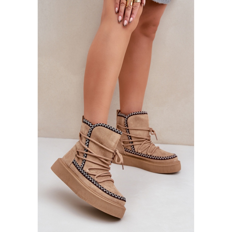 Botas de nieve aisladas para mujer MD1094-8 beige marrón 1