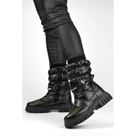 Zapatos altos y cálidos de mujer con suela gruesa. negro 6