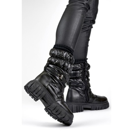 Zapatos altos y cálidos de mujer con suela gruesa. negro 5